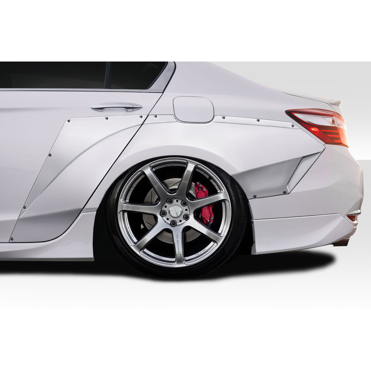 Modify your Honda Accord 2013 with our Exterior/Fenders - Image shows rear fender flares at a side angle