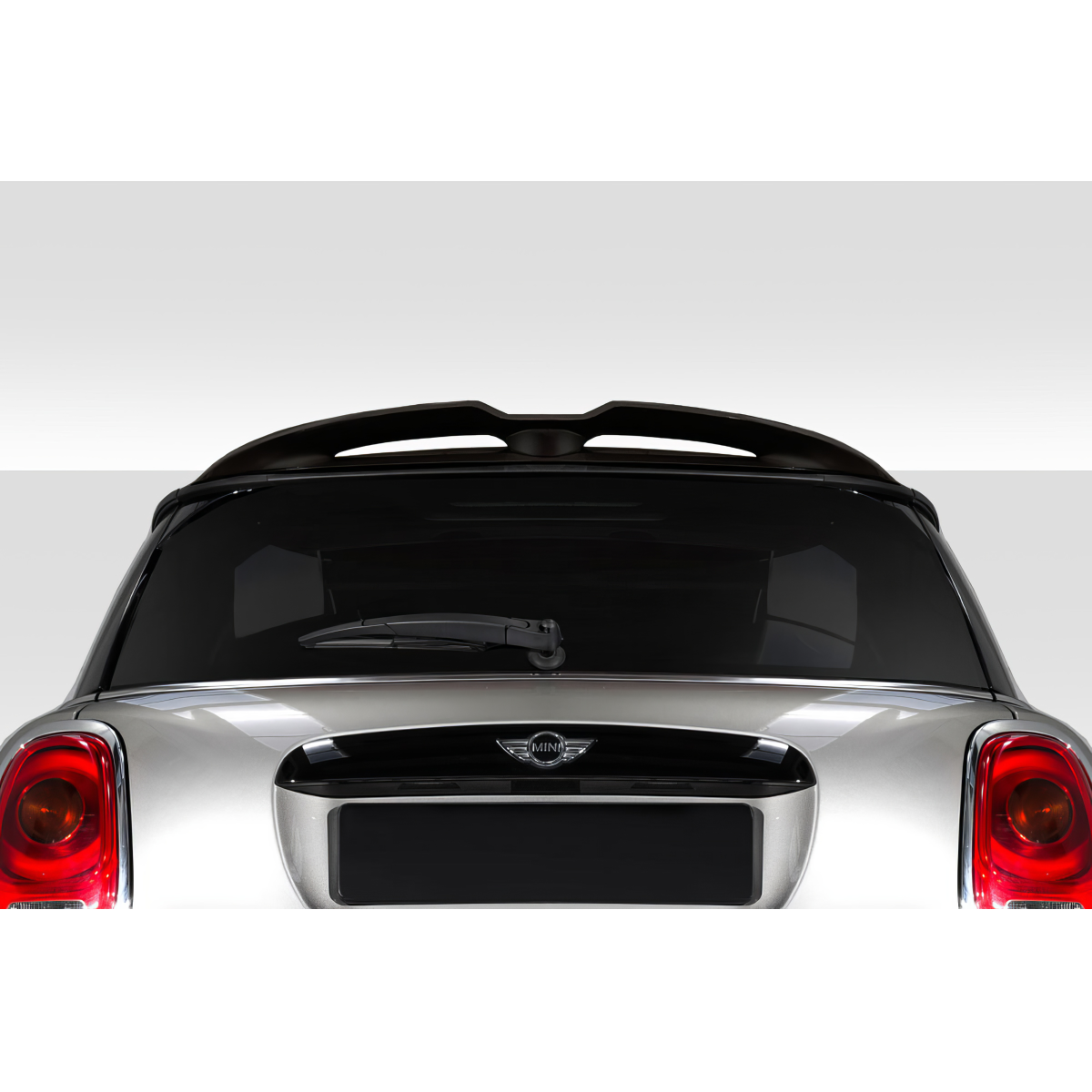 Modify your Mini Cooper 2014 with our Exterior/Wings - Rear angle of the vehicle showing roof spoiler