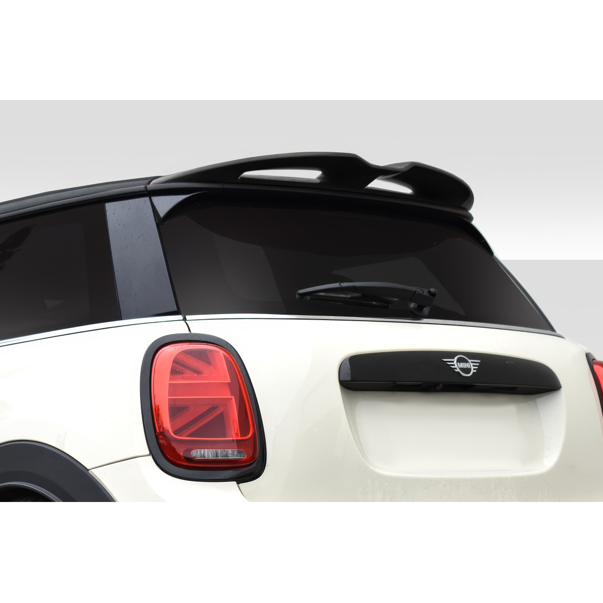 Modify your Mini Cooper 2014 with our Exterior/Wings - Rear view angle focusing on the roof line