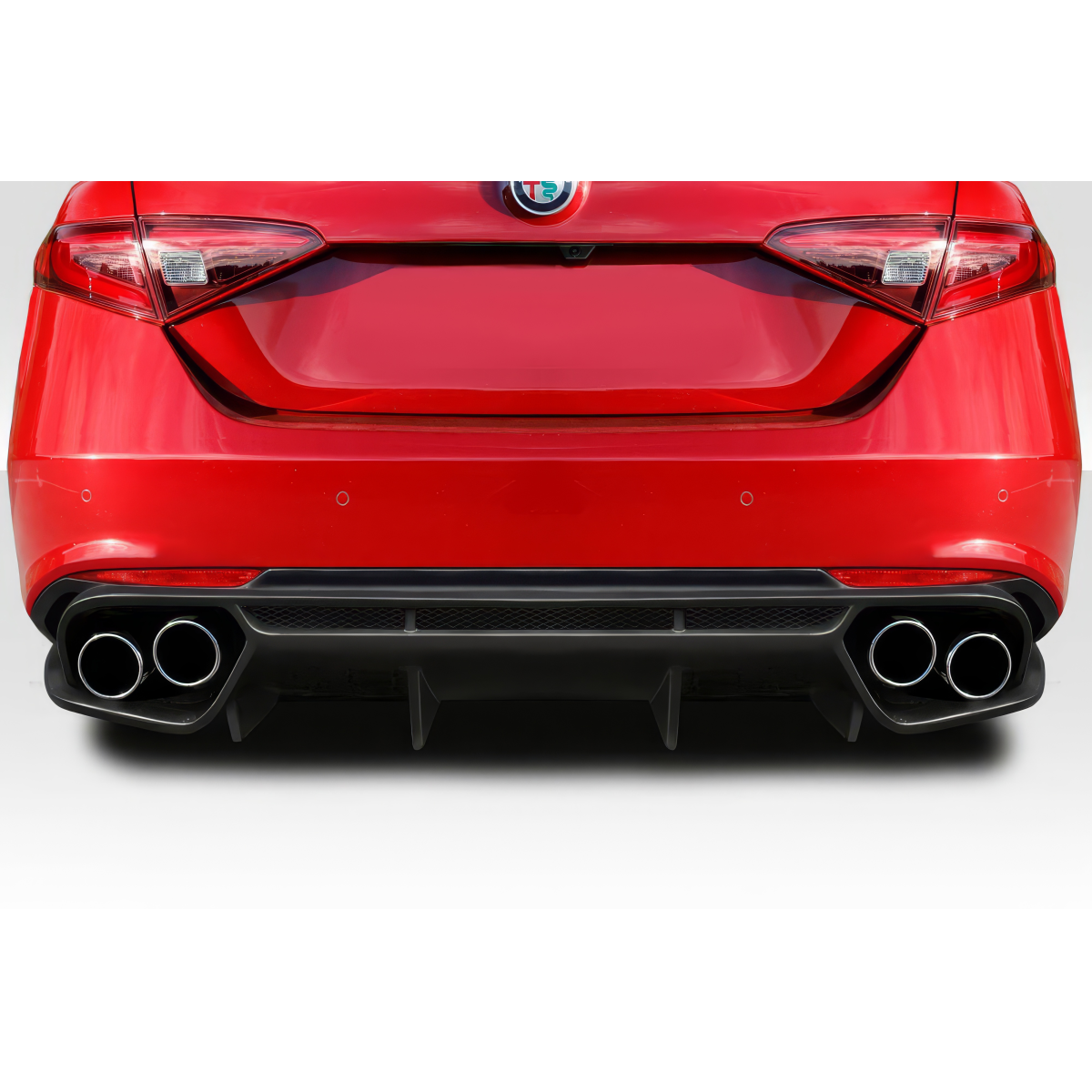 Modify your Alfa Romeo Giulia 2017 with our Exterior/Diffusers - Image shows rear view of vehicle at straight angle