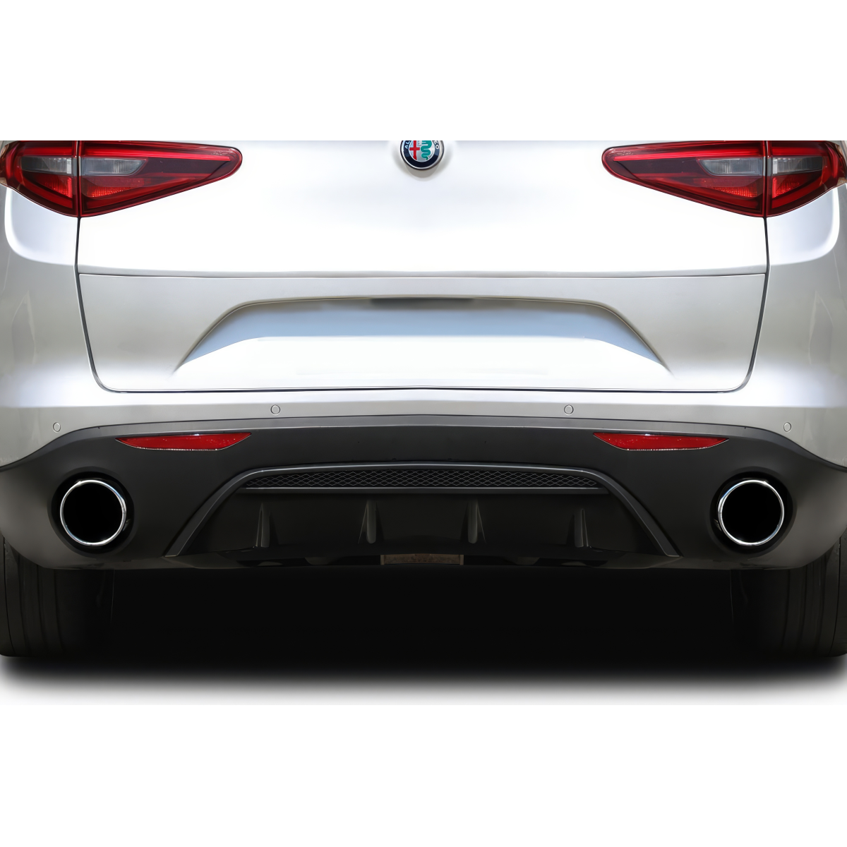 Modify your Alfa Romeo Stelvio 2017 with our Exterior/Diffusers - Rear view angle of vehicle part displayed