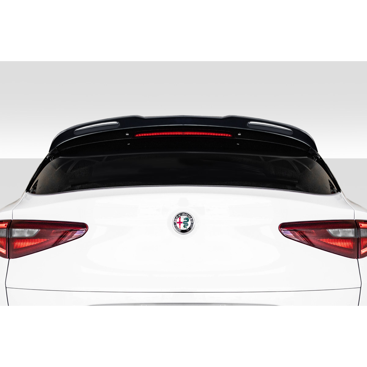 Modify your Alfa Romeo Stelvio 2018 with our Exterior/Wings - Rear view angle showing roof wing spoiler