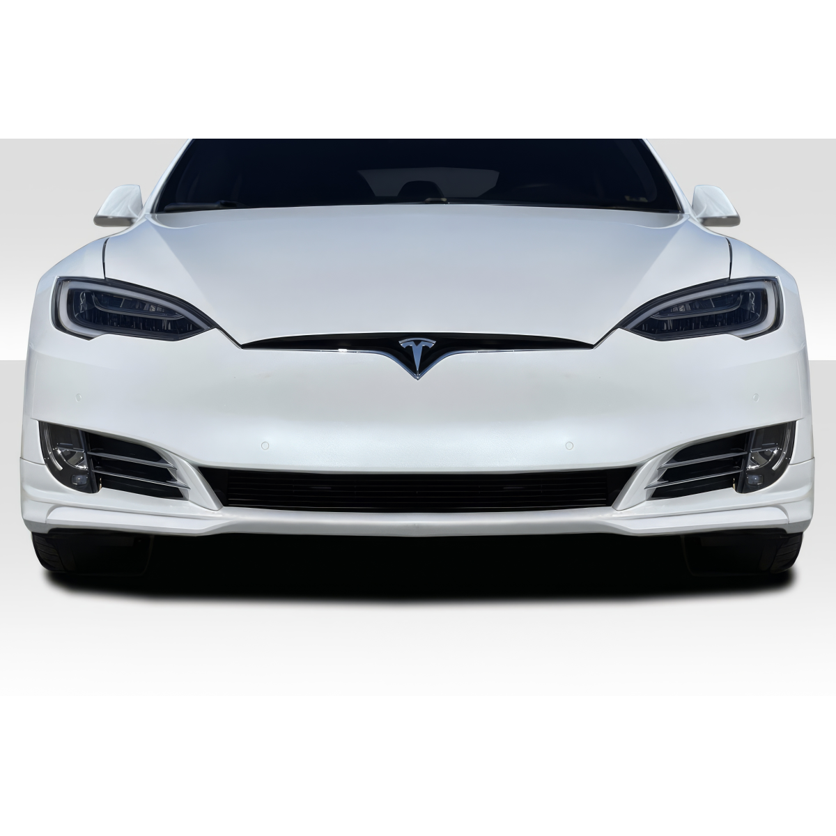 Modify your Tesla S 2017 with our Exterior/Front Bumpers or Lips - Frontal view of vehicle at zero degrees angle