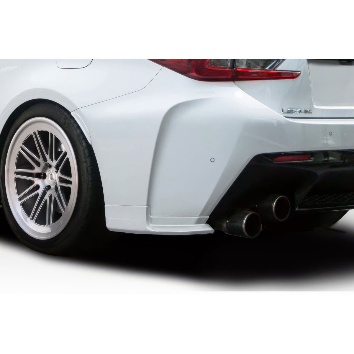 Modify your Lexus RC-F 2015 with our Exterior/Rear Bumpers or Lips - Viewed from a low rear angle showing detail