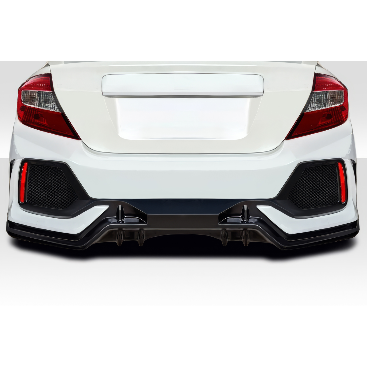 Modify your Honda Civic 2012 with our Exterior/Rear Bumpers or Lips - Rear view of a car at a straight angle