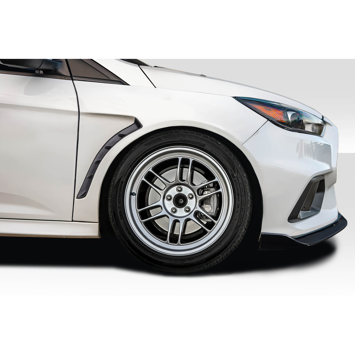 Modify your Ford Focus 2016 with our Exterior/Fenders - Side angle view of car fender and wheel