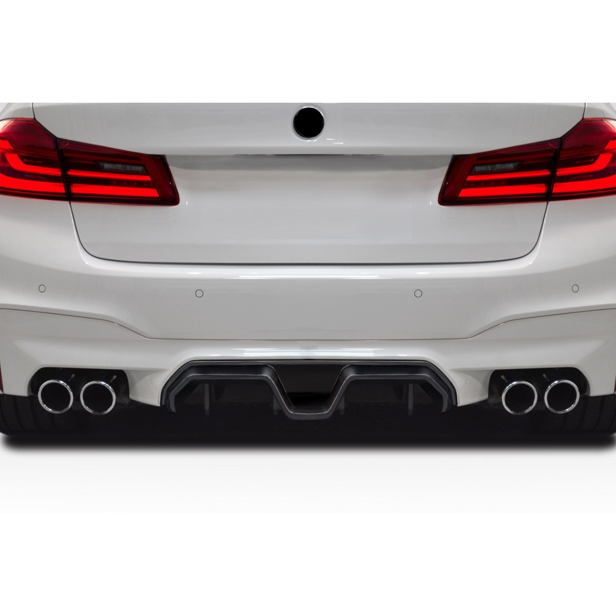 Modify your BMW M5 2018 with our Exterior/Diffusers - Rear view with slight upward angle from ground