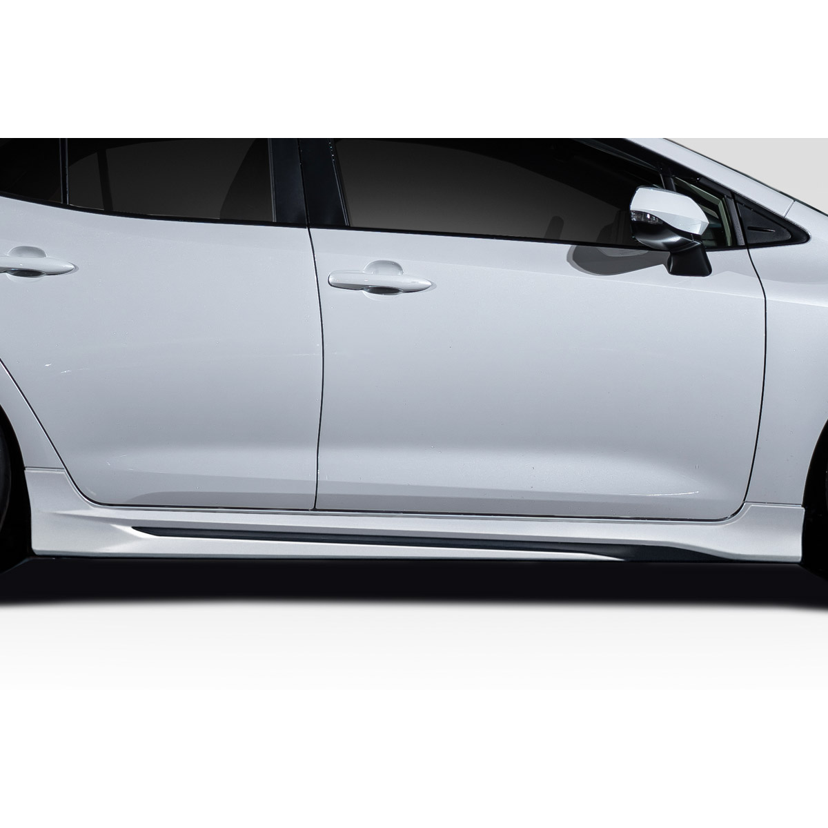 Modify your Toyota Corolla 2019 with our Exterior/Side Skirts - Side view of vehicle part from a low angle