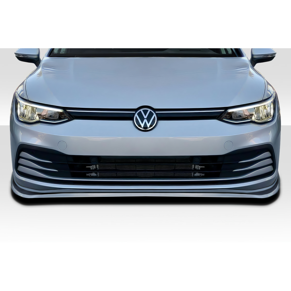 Modify your Volkswagen Golf 2022 with our Exterior/Front Bumpers or Lips - Image shows front view of vehicle at eye level