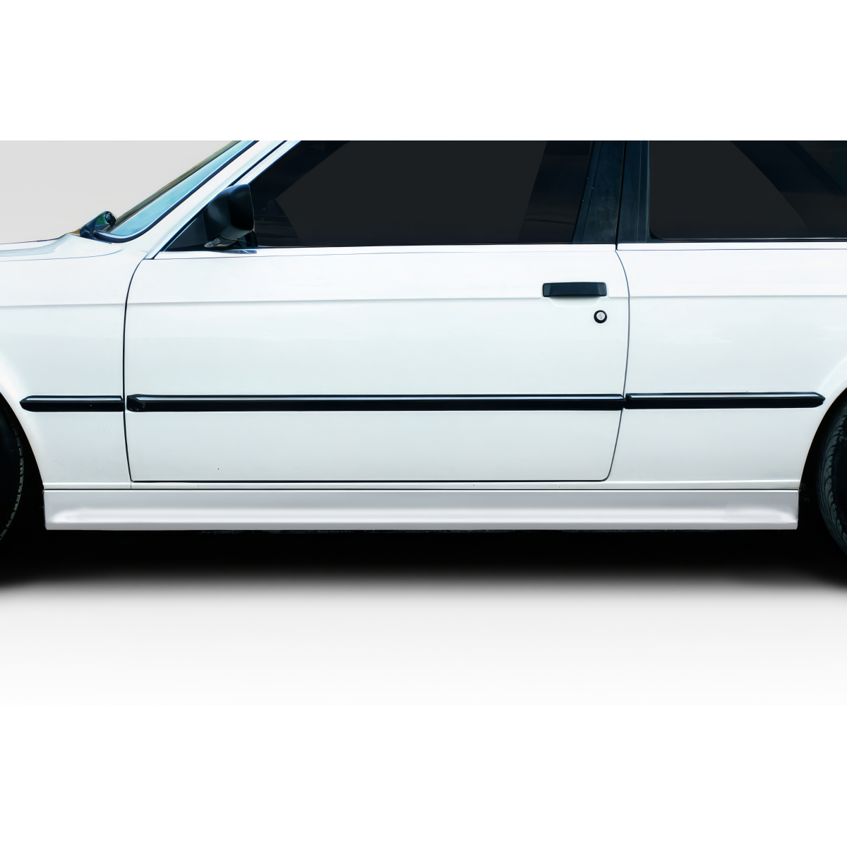 Modify your BMW 3-Series 1984 with our Exterior/Side Skirts - Side view of the vehicle at a horizontal angle