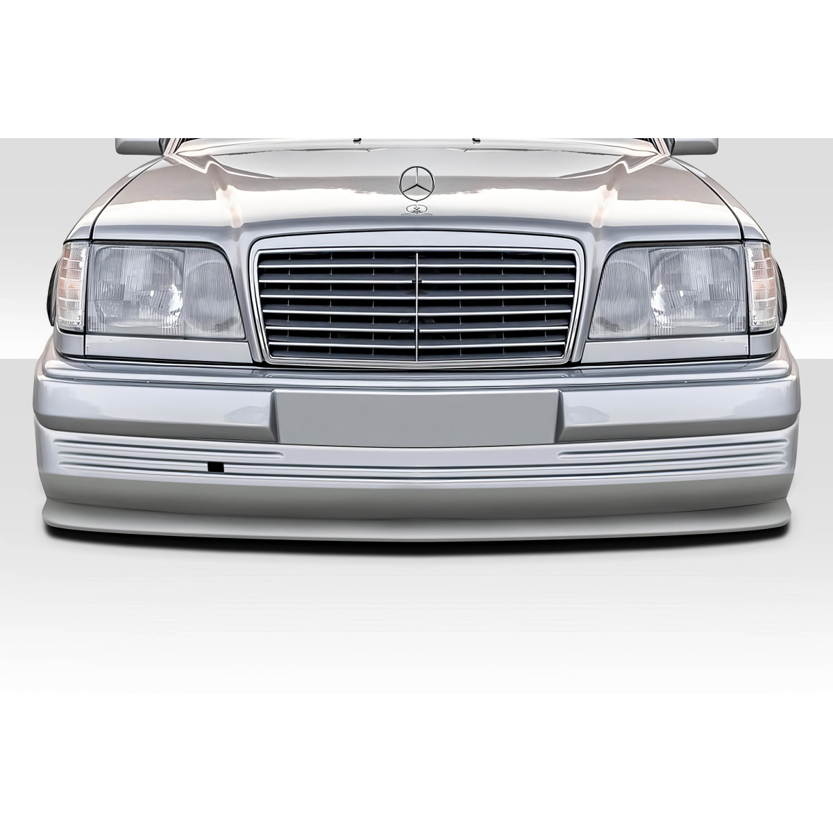 Modify your Mercedes-Benz E-Class 1986 with our Exterior/Front Bumpers or Lips - Frontal view of the vehicle part