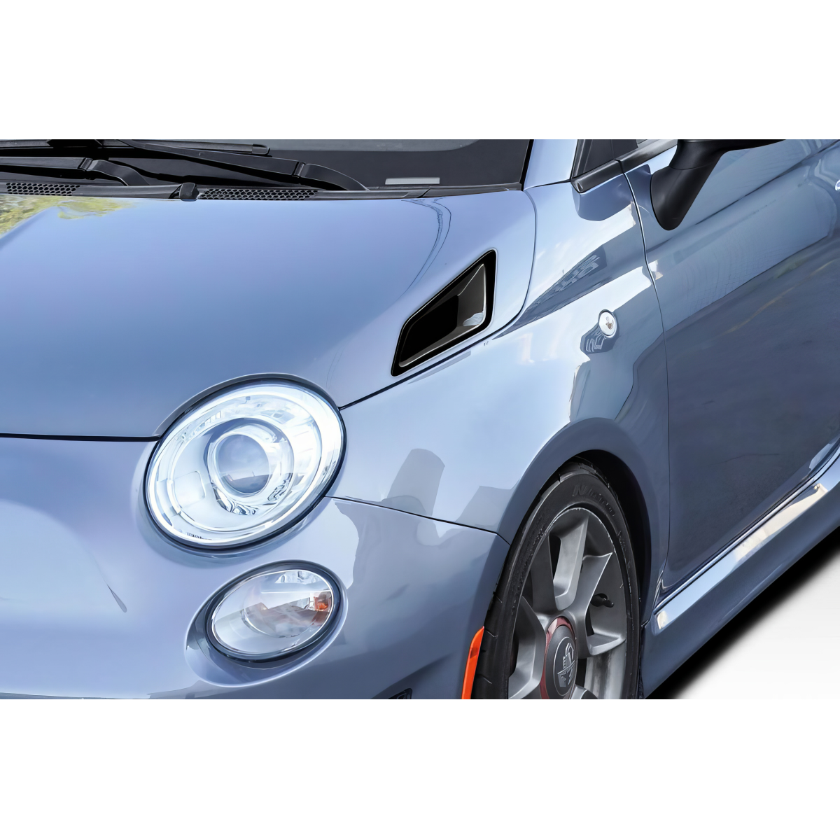 Modify your Fiat 500 2012 with our Exterior/Hoods - Angled view of car hood and side vent