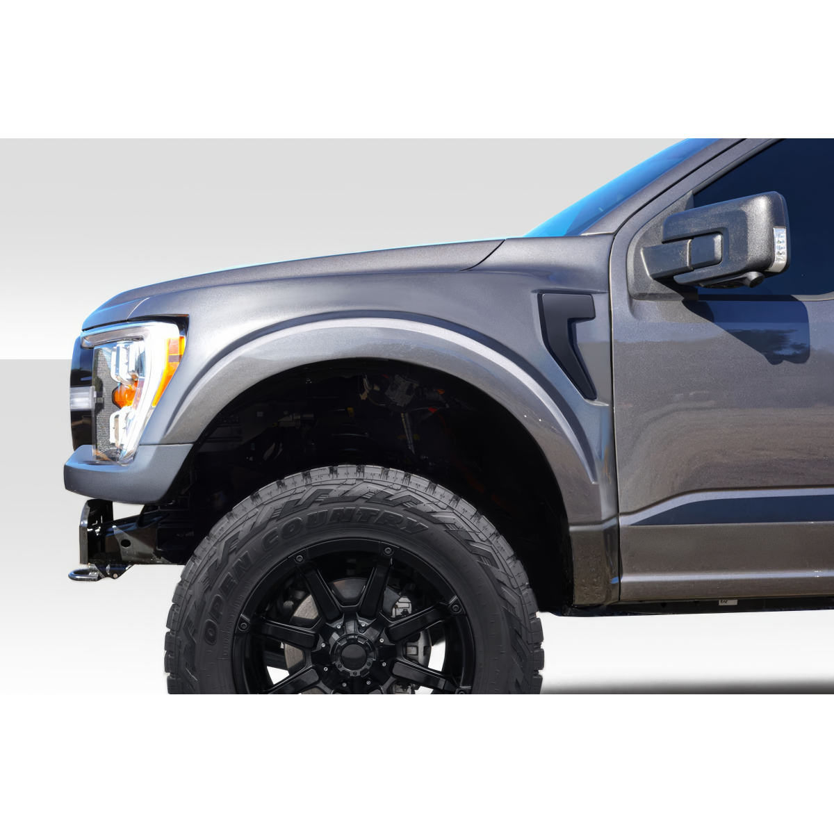 Modify your Ford F-150 2021 with our Exterior/Fenders - Side angle view of fender and wheel