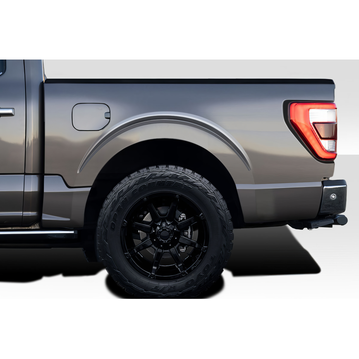 Modify your Ford F-150 2021 with our Exterior/Rear Bumpers or Lips - Side profile angle of a Ford F-150 truck part