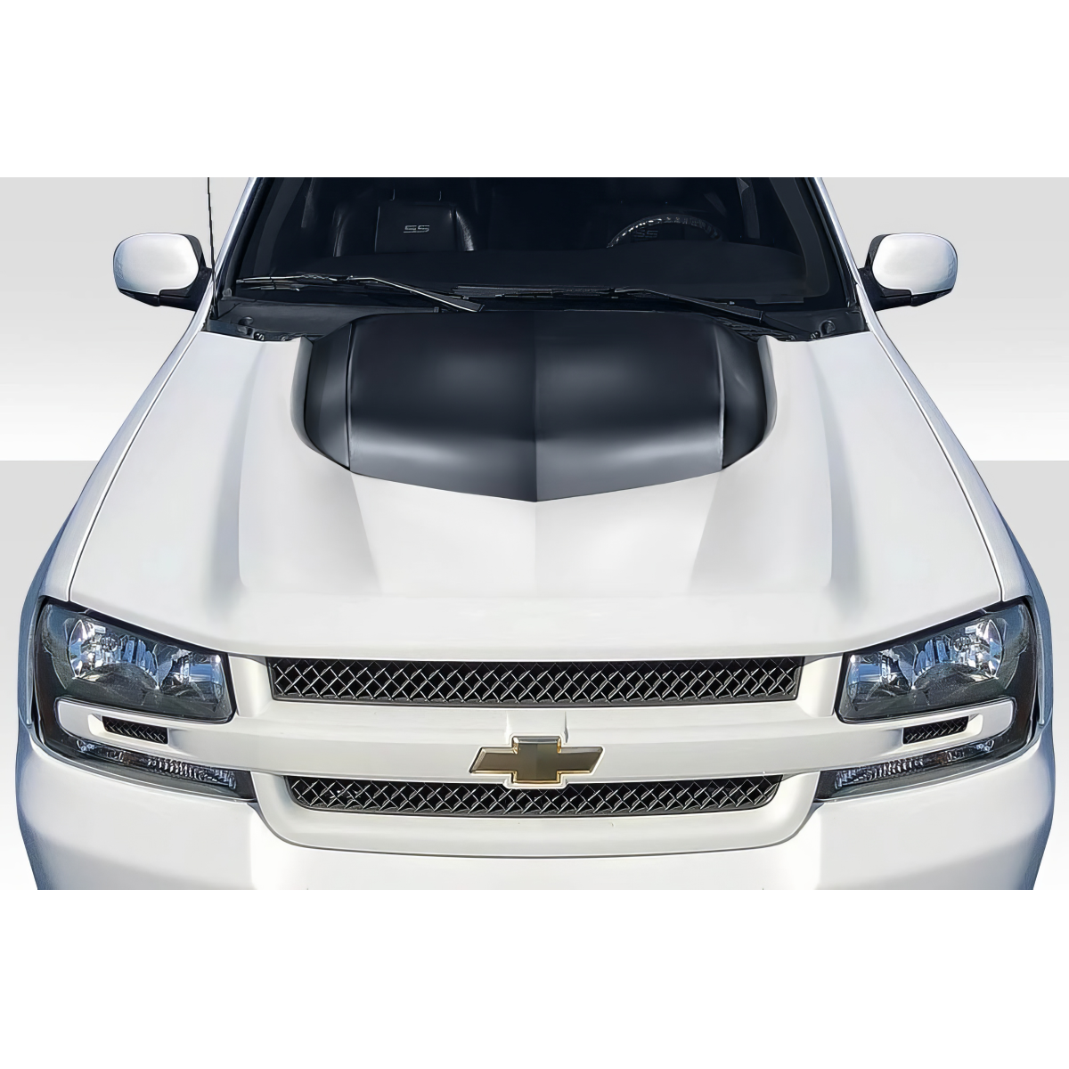 Modify your Chevrolet Trailblazer 2002 with our Exterior/Hoods - Front view top angle of the hood