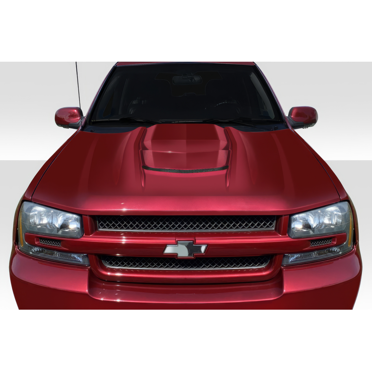 Modify your Chevrolet Trailblazer 2002 with our Exterior/Hoods - Front view of the vehicle at eye level