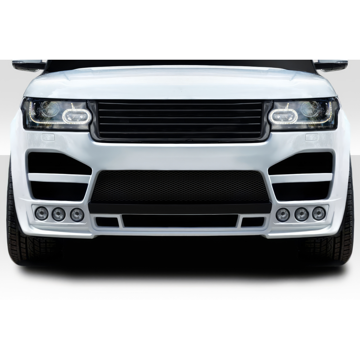 Modify your Land Rover Range Rover Sport 2014 with our Exterior/Front Bumpers or Lips - Front view of the vehicle at eye level