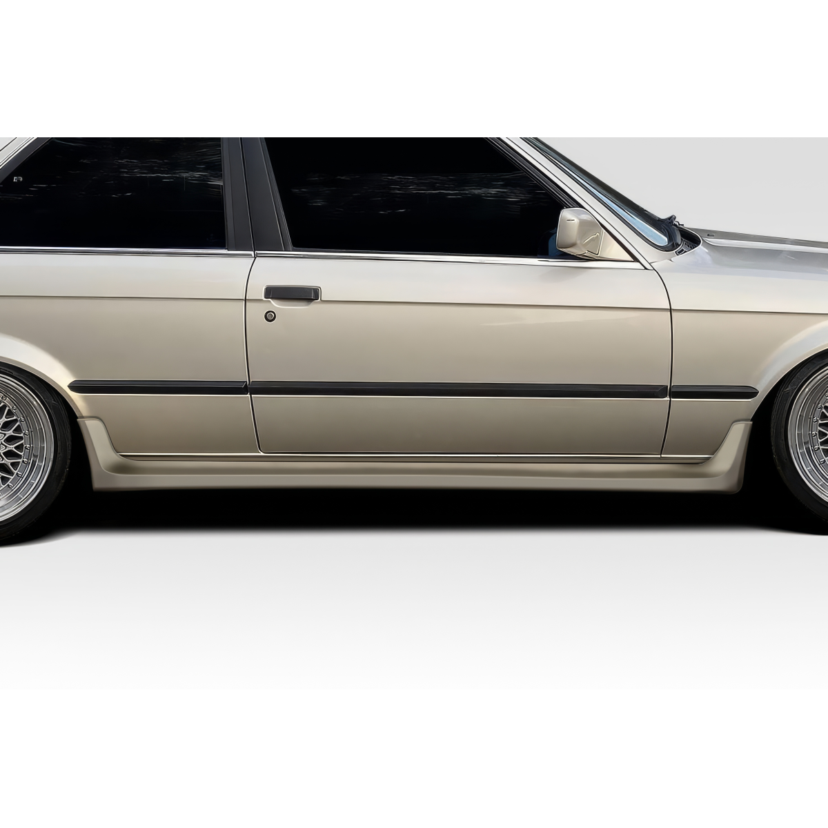 Modify your BMW 3-Series 1984 with our Exterior/Side Skirts - Side profile view of vehicle part at a 90 degree angle