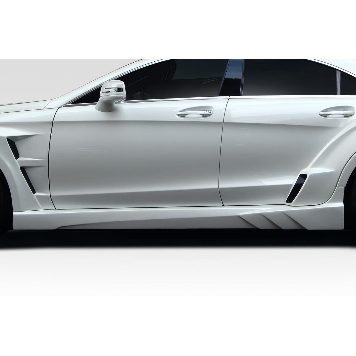Modify your Mercedes-Benz CLS-Class 2012 with our Exterior/Side Skirts - Side view of a vehicle part at a lateral angle