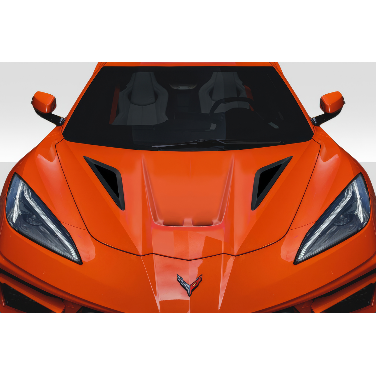 Modify your Chevrolet Corvette 2020 with our Exterior/Hoods - Front view angled down at the hood area