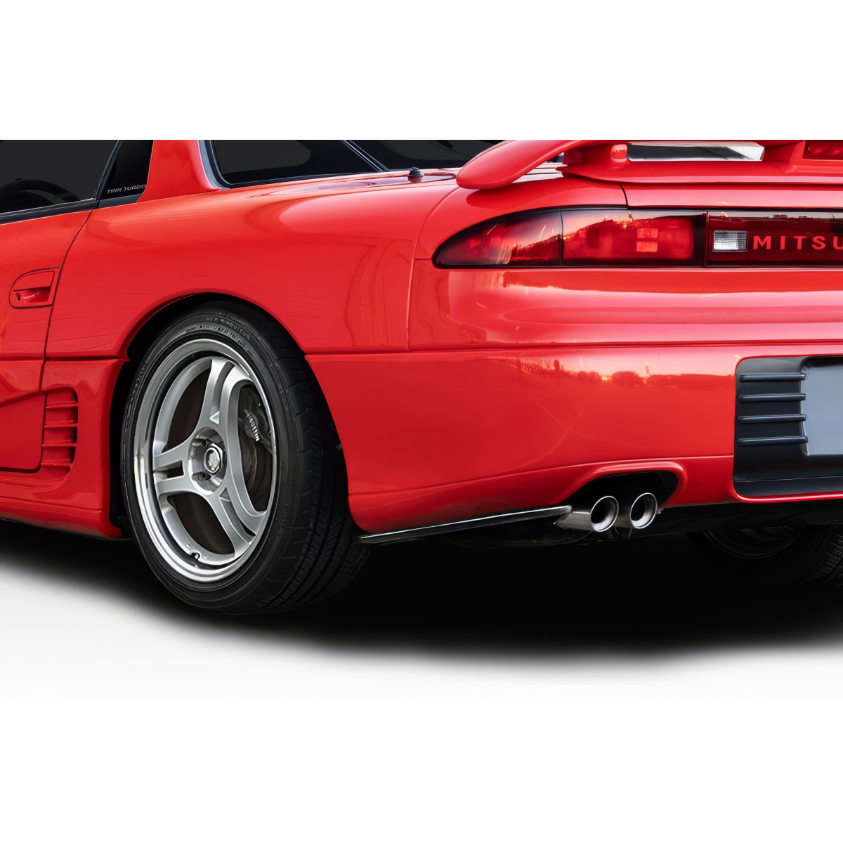 Modify your Mitsubishi 3000GT 1991 with our Exterior/Rear Bumpers or Lips - Angled from the side showcasing rear features