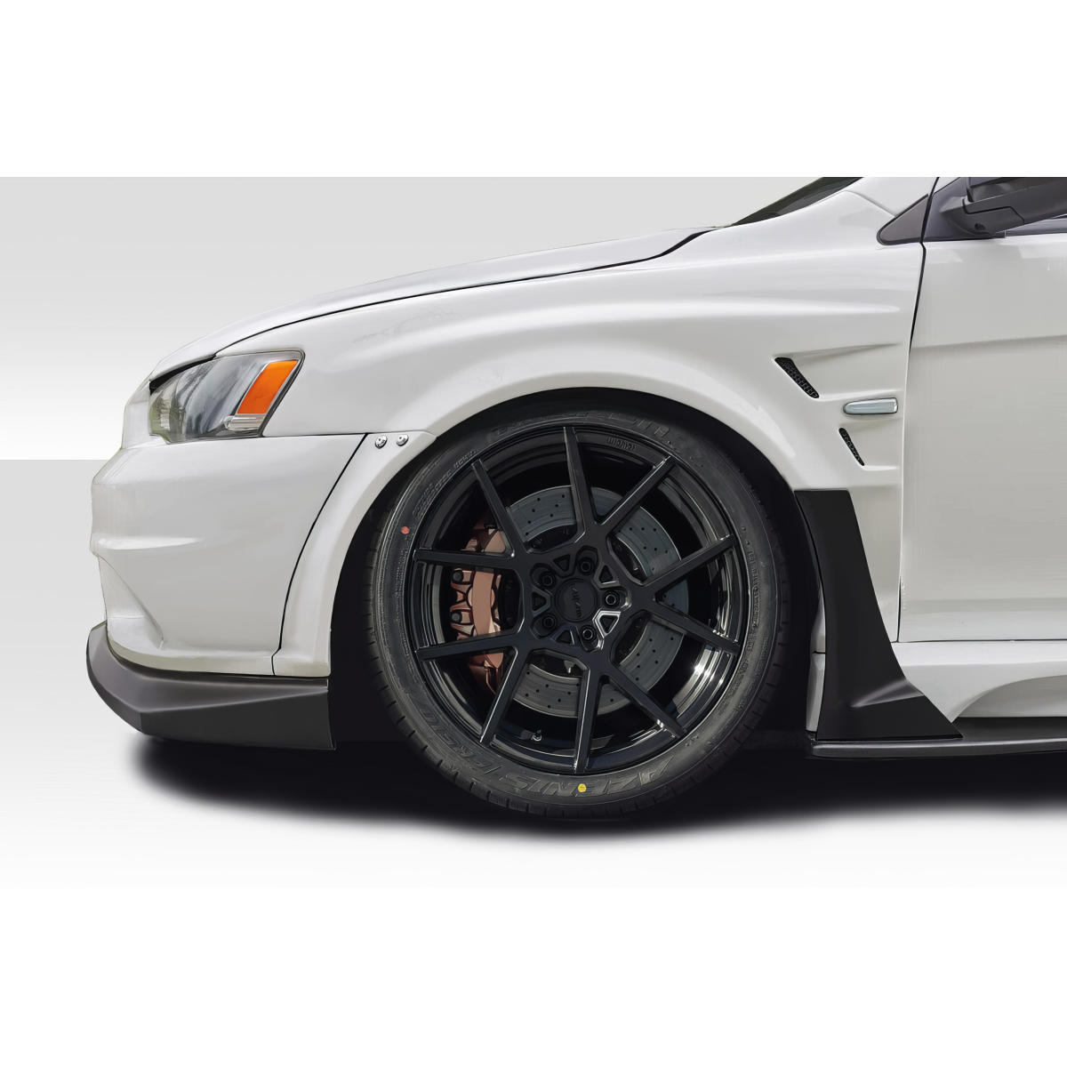 Modify your Mitsubishi Evolution 2008 with our Exterior/Fenders - Side angle view of Mitsubishi Evolution fender