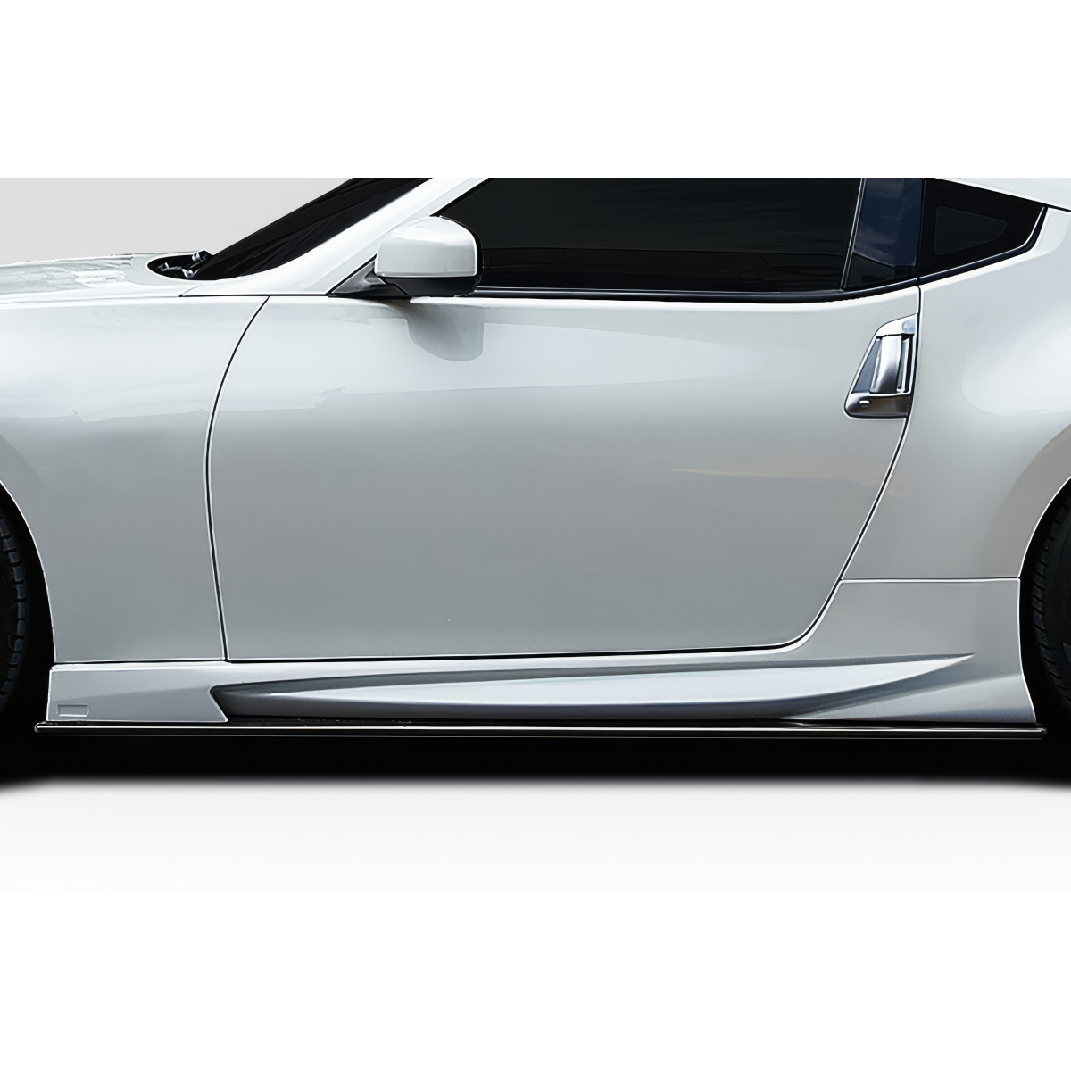 Modify your Nissan 370Z 2009 with our Exterior/Side Skirts - Side view showing sleek design of side skirt