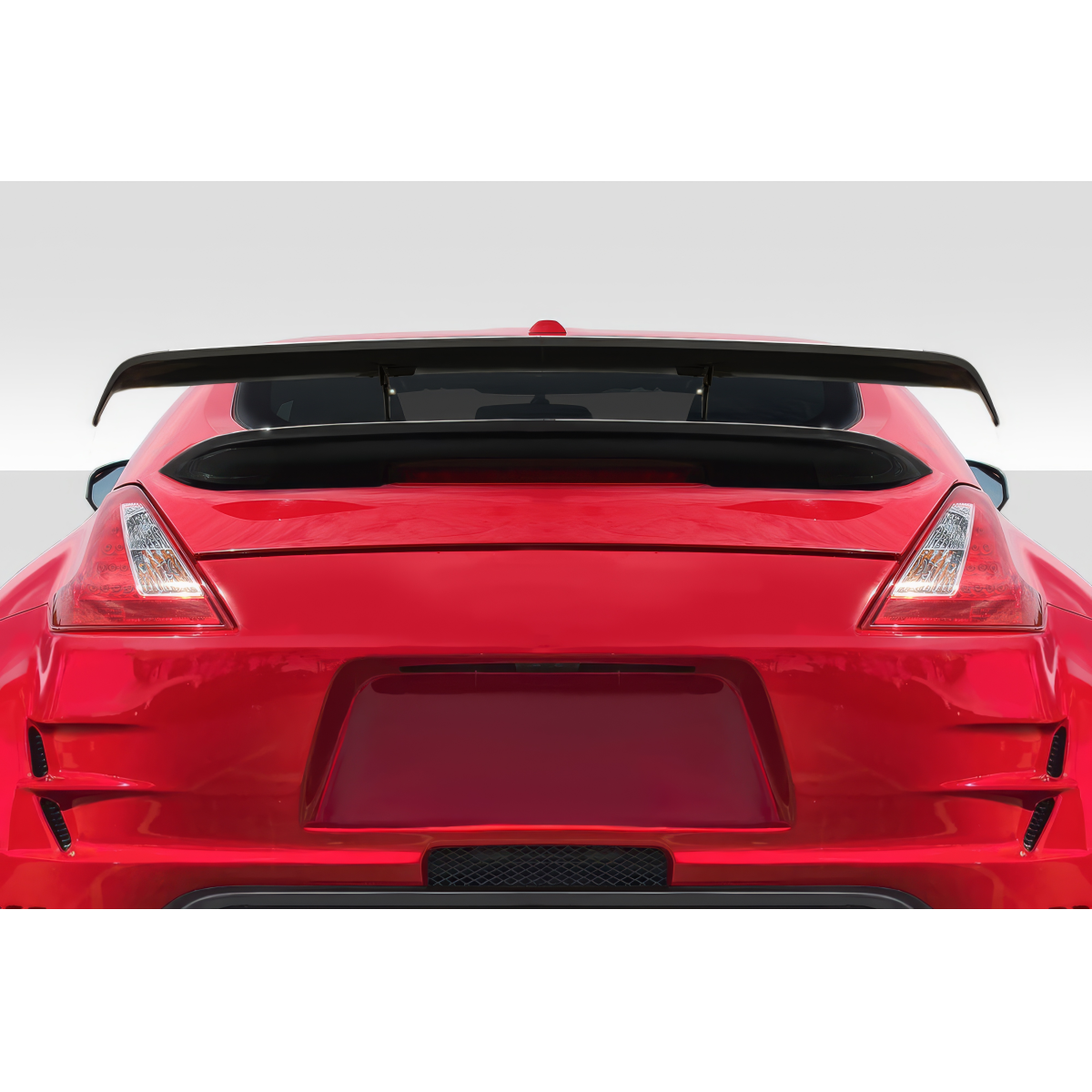 Modify your Nissan 370Z 2009 with our Exterior/Wings - Rear view showing spoiler from a high angle