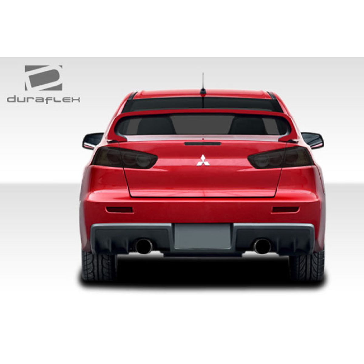 Modify your Mitsubishi Evolution 2008 with our Exterior/Wings - Rear angle view of Mitsubishi Evolution vehicle