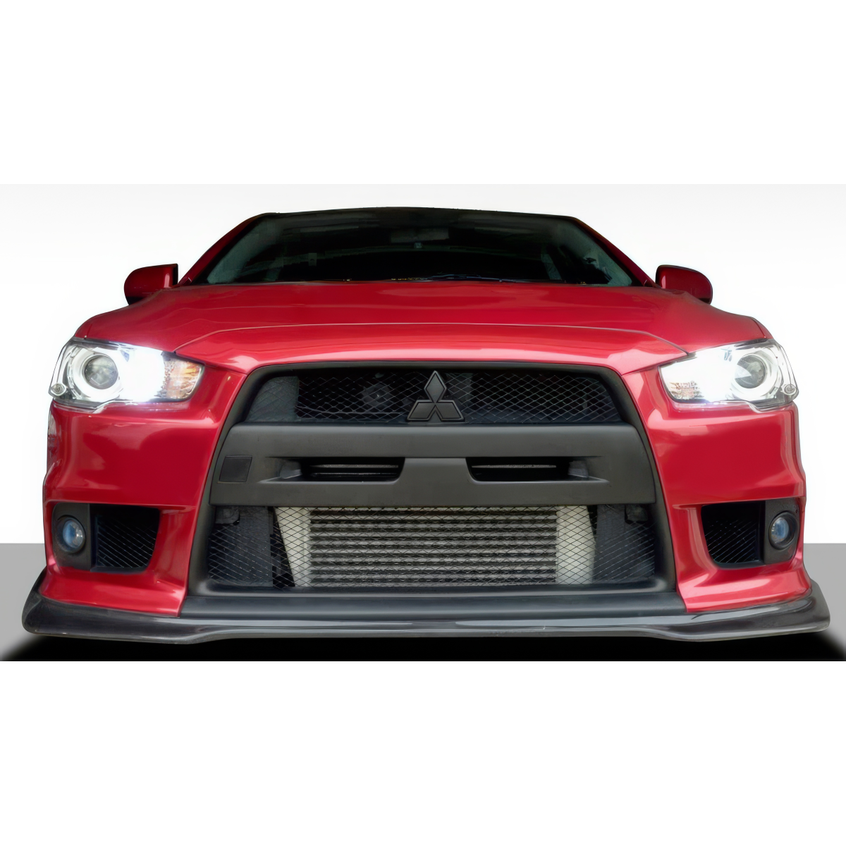 Modify your Mitsubishi Evolution 2008 with our Exterior/Front Bumpers or Lips - Front view of the vehicle at eye level