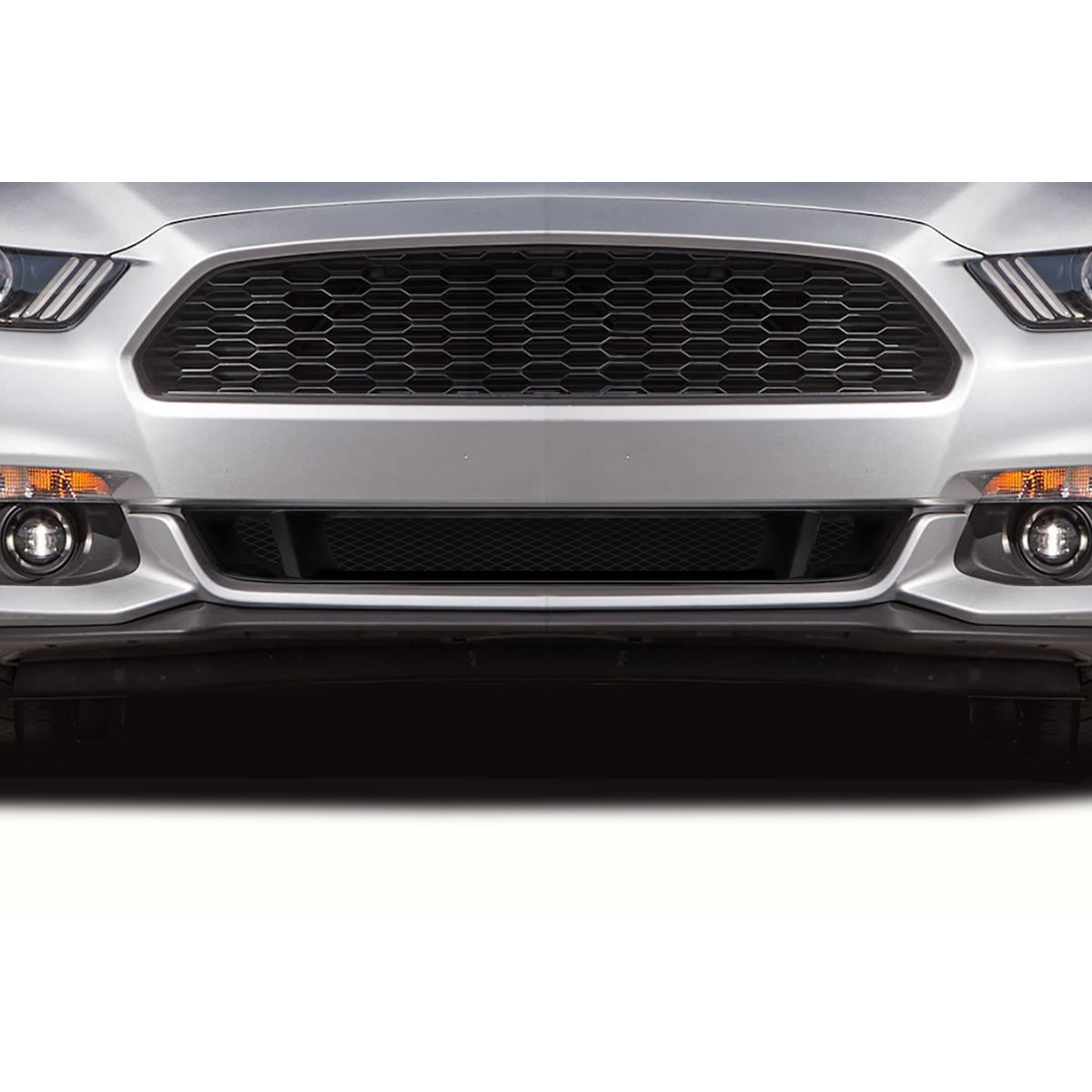 Modify your Ford Mustang 2015 with our Exterior/Grilles - Front view of the vehicle at a slight angle