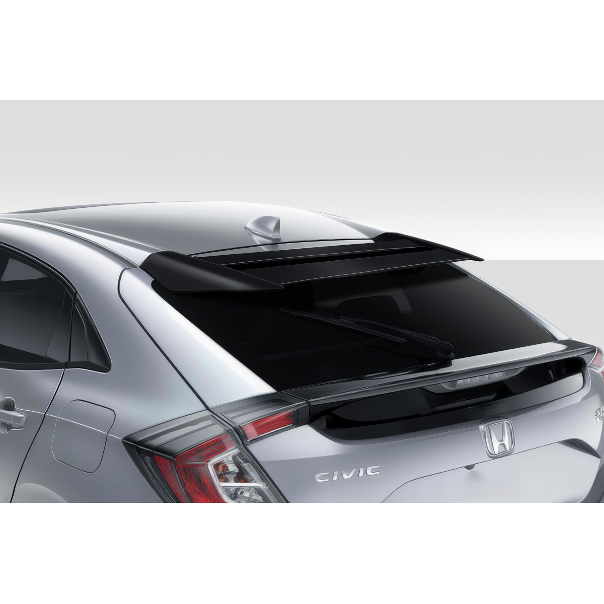 Modify your Honda Civic 2017 with our Exterior/Wings - Rear angle view of the roof wing spoiler