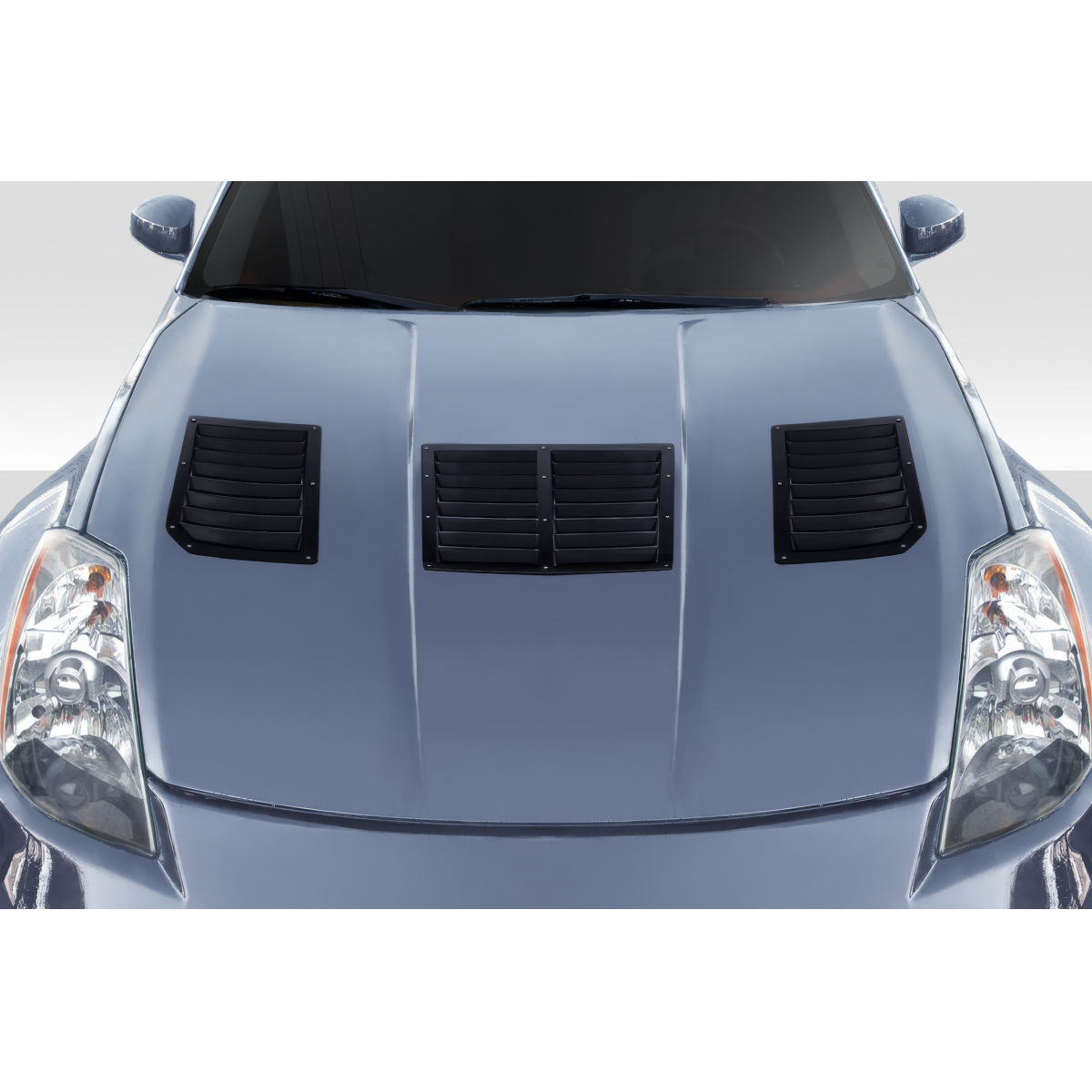 Modify your Nissan 350Z 2003 with our Exterior/Hoods - Top view of hood vents on vehicle