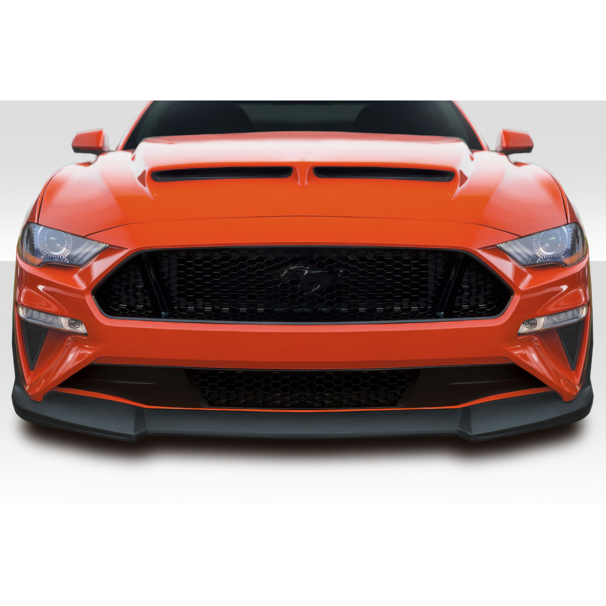 Modify your Ford Mustang 2018 with our Exterior/Front Bumpers or Lips - Frontal view low angle of front lip spoiler