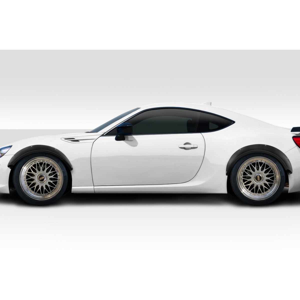 Modify your Subaru BRZ 2013 with our Exterior/Fenders - Side view of a white Subaru BRZ at profile angle