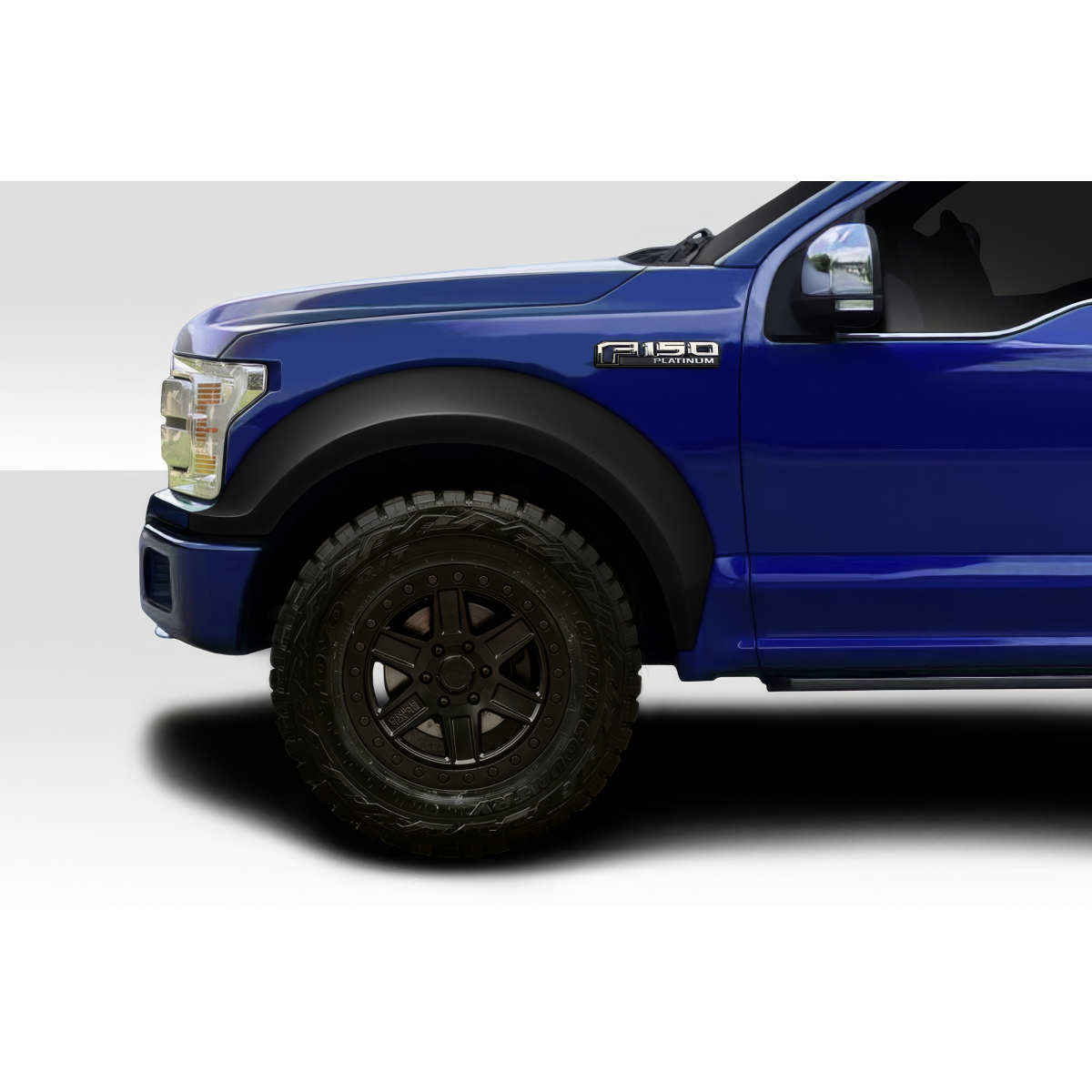 Modify your Ford F-150 2018 with our Exterior/Fenders - Side angle view of Ford F150 fender flare