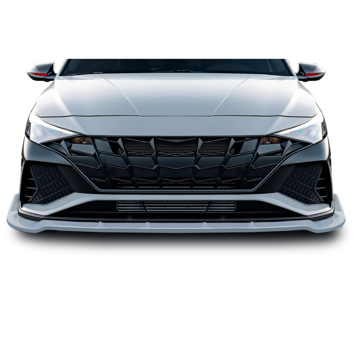 Modify your Hyundai Elantra 2022 with our Exterior/Front Bumpers or Lips - Front view of the vehicle at a straight angle