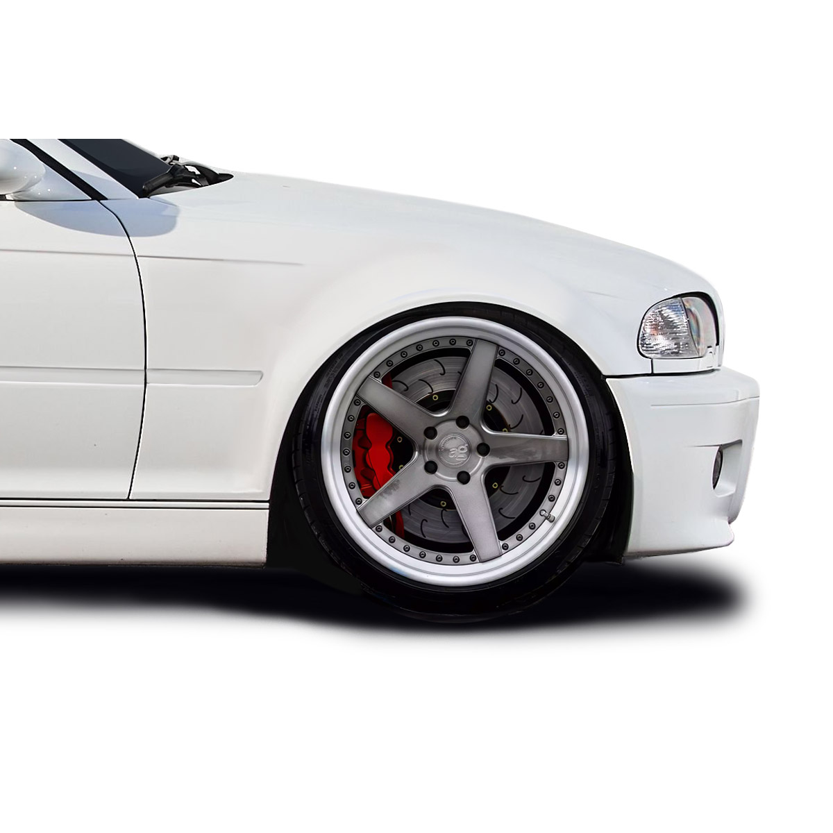 Modify your BMW 3-Series 2000 with our Exterior/Fenders - Side angle view of car fender and wheel