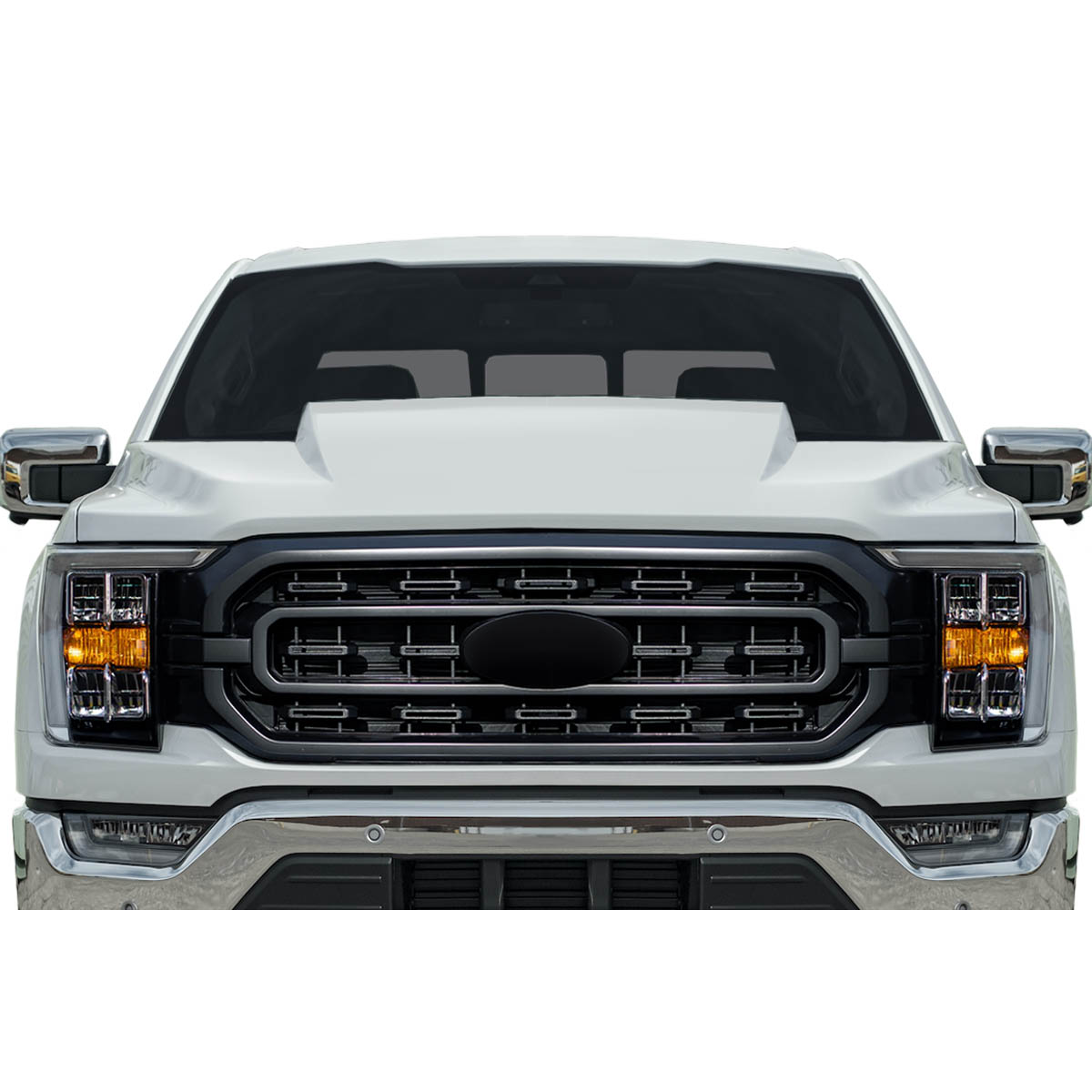 Modify your Ford F-150 2021 with our Exterior/Hoods - Front view of vehicle hood part in straight angle