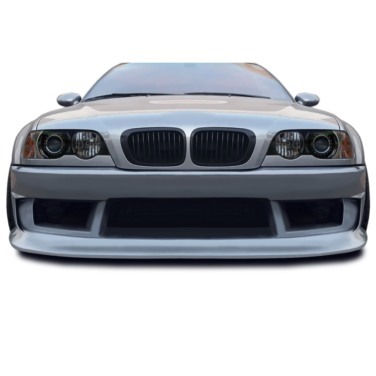 Modify your BMW 3-Series 1999 with our Exterior/Front Bumpers or Lips - Front view of the car at a straight angle