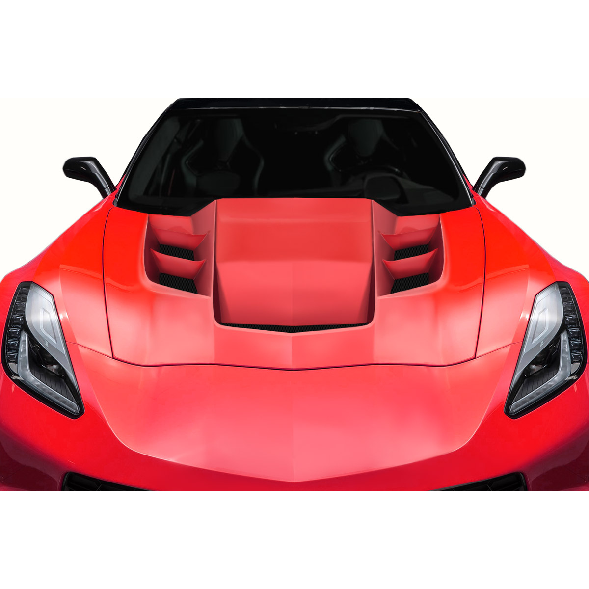 Modify your Chevrolet Corvette 2014 with our Exterior/Hoods - Front view of vehicle with hood design