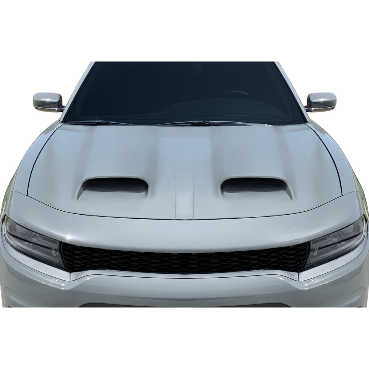 Modify your Dodge Charger 2015 with our Exterior/Hoods - Front view of the hood at a direct angle