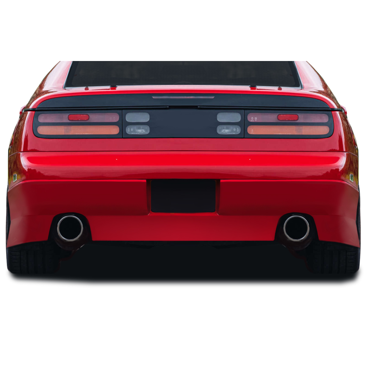 Modify your Nissan 300ZX 1990 with our Exterior/Rear Bumpers or Lips - Rear view of the vehicle from a straight angle