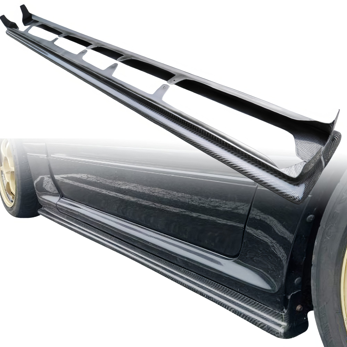 【FC3S】 ModeloDrive Carbon Fiber ODUL Side Skirt Splitters > Mazda