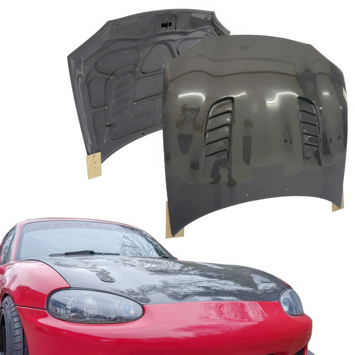 ModeloDrive Carbon Fiber CSPE Hood > Mazda Miata (NB) 1998-2005