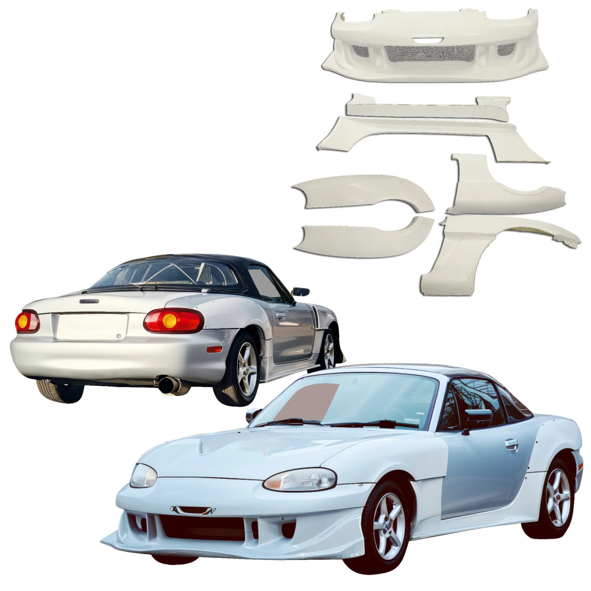 ベイビー ModeloDrive FRP RAME Wide Body Kit 6pc (NB) for Miata Mazda 98-05