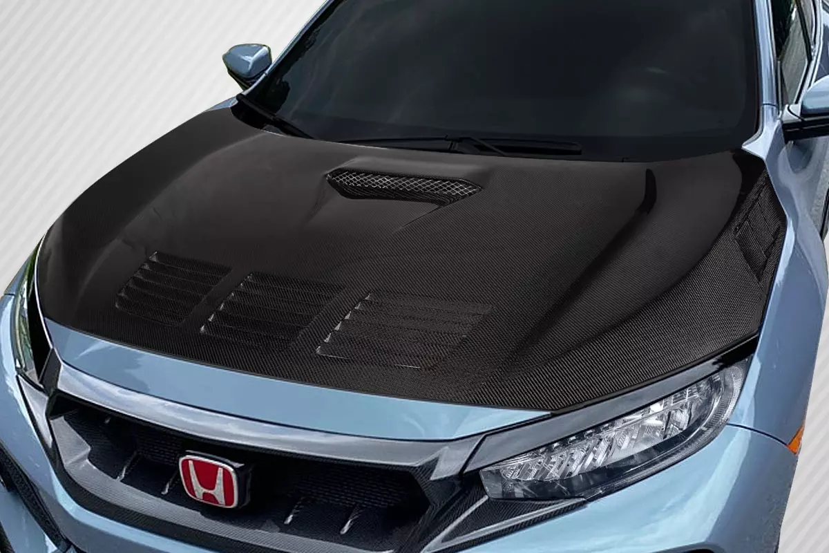 2017-2021 Honda Civic TypeR Carbon Creations EVS Hood 1 Piece - Image 2