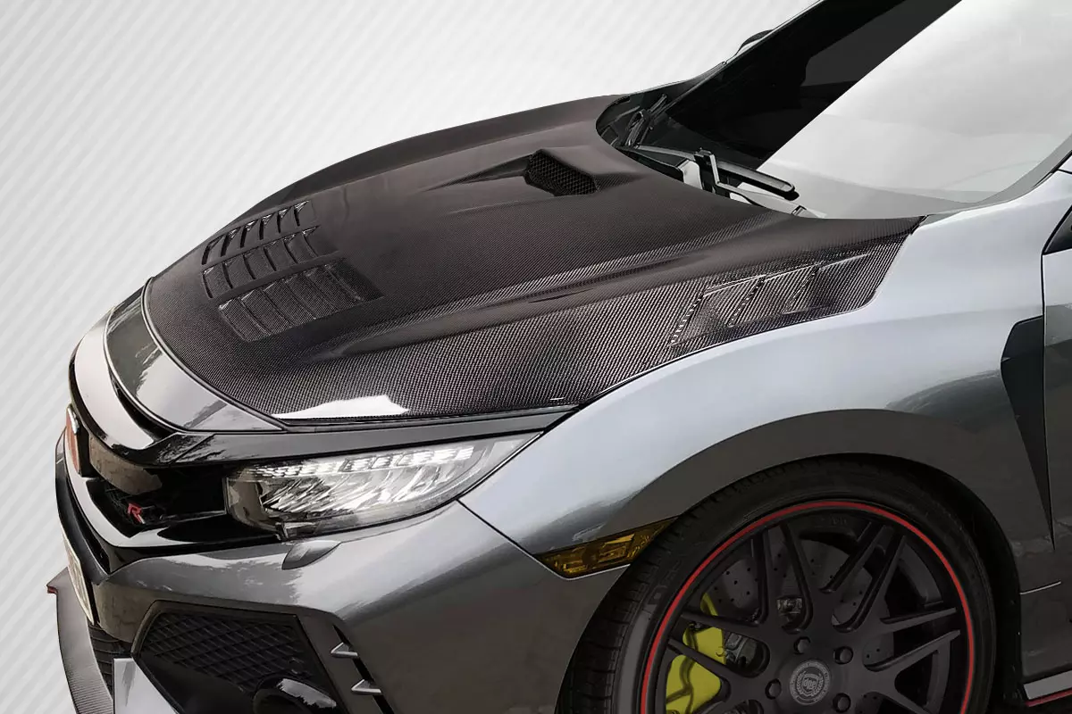 2017-2021 Honda Civic TypeR Carbon Creations EVS Hood 1 Piece - Image 3