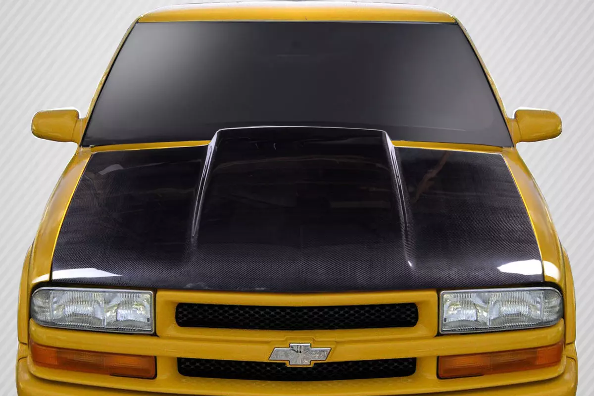 1994-2004 Chevrolet S-10 1994-2004 GMC Sonoma 1995-2004 Chevrolet Blazer 1995-2001 GMC Jimmy 98-00 Envoy Carbon Creations Cowl Hood 1 Piece - Image 1