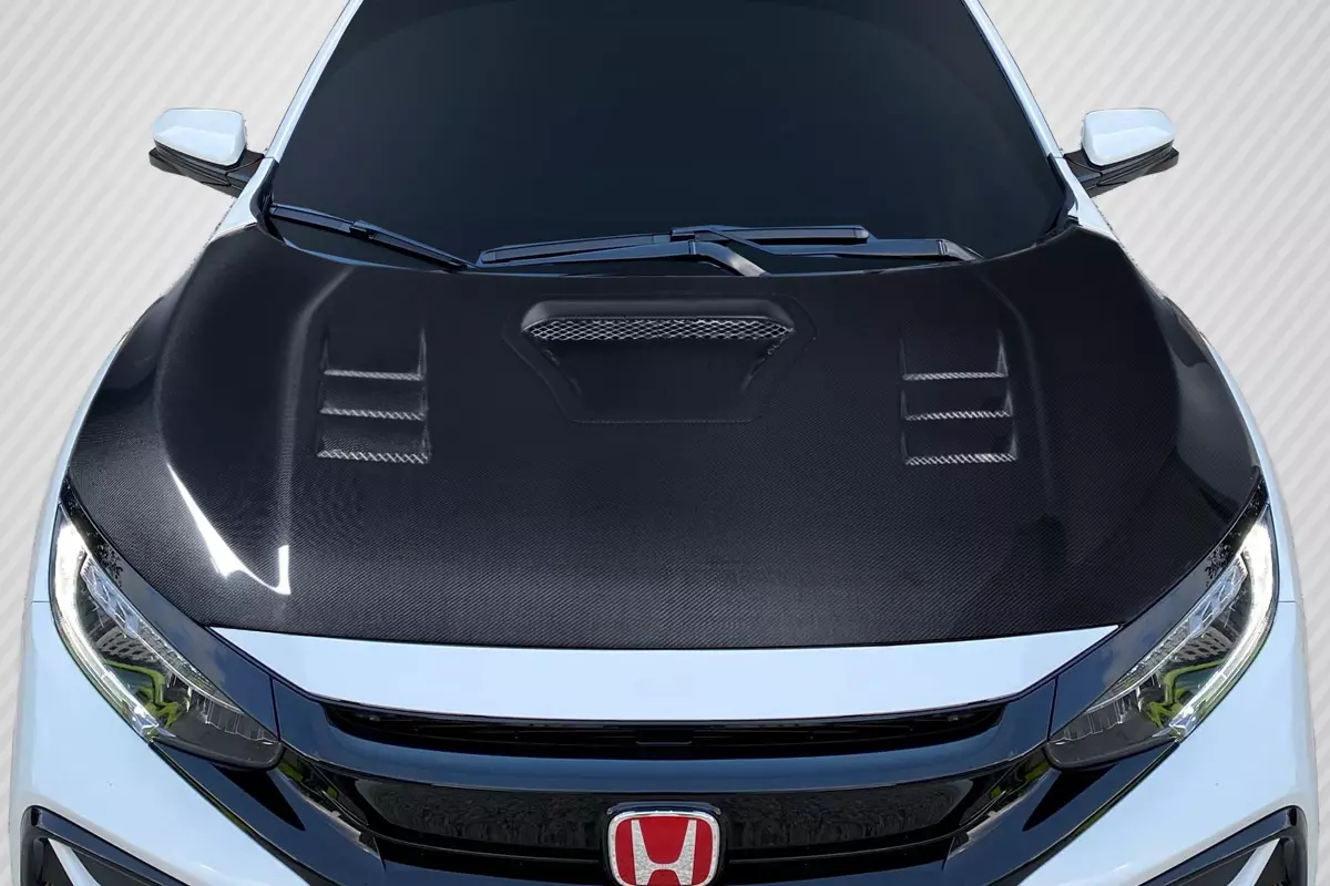 2016-2021 Honda Civic Carbon Creations TS 1 Hood 1 Piece - Image 1